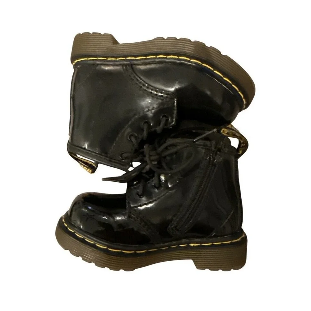 Dr. Martens Brooklee Patent Leather Combat Boots Toddler Sz 5 Black Grunge Ankle